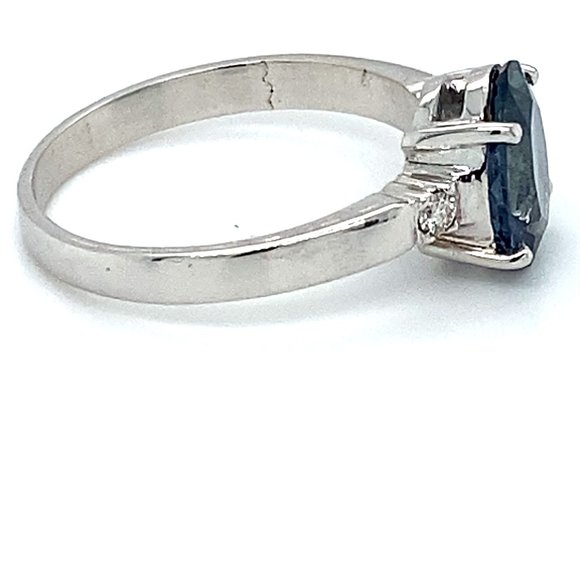 Blue Sapphire 2.00ct Diamonds 18K White Gold Ring - Picture 5 of 7
